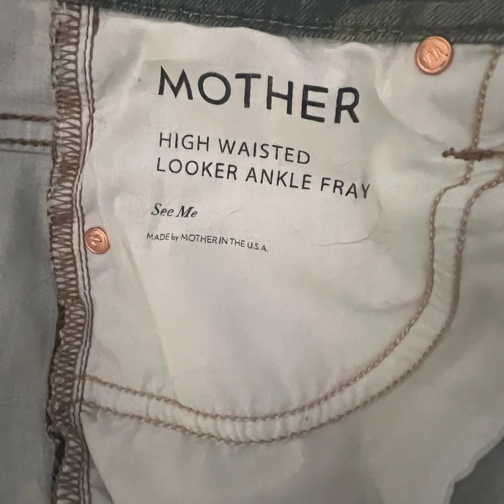 MOTHER High Waisted Looker Ankle Fray in See Me Green Camo Camouflage Size 26 - Picture 7 of 7